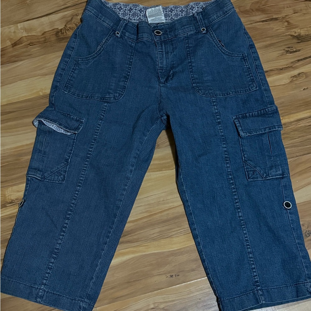 Blue Denim Cargo Capris